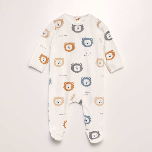 Velour sleepsuit WHITE