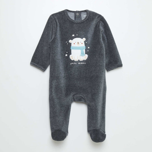 Velour sleepsuit GREY