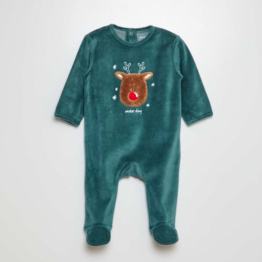 Velour sleepsuit GREEN