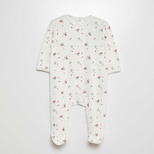 Velour sleepsuit WHITE