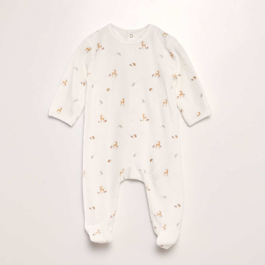 Velour sleepsuit WHITE