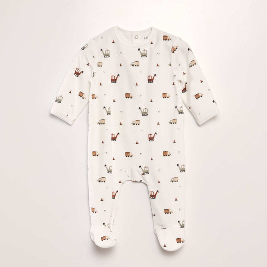 Velour sleepsuit WHITE