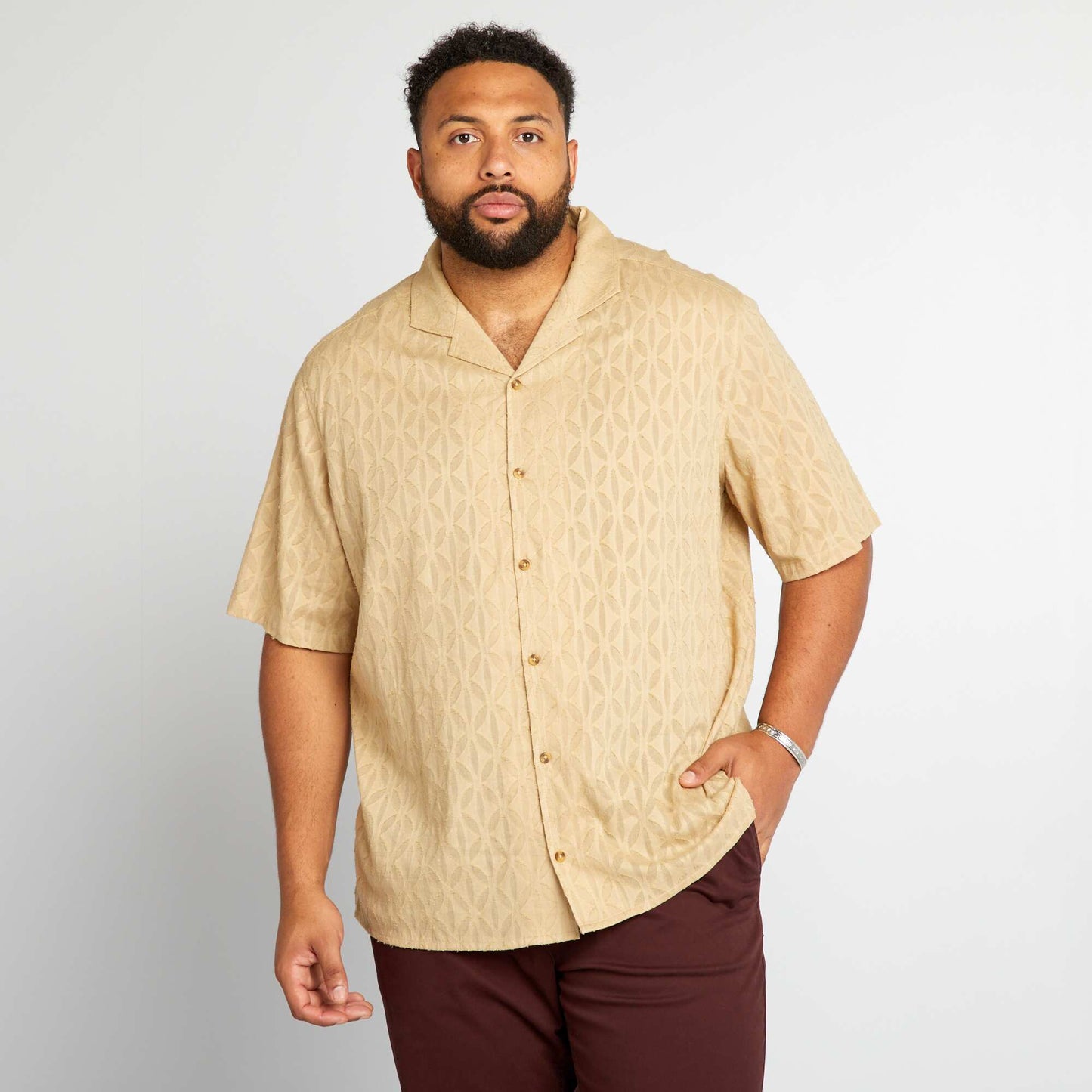 Textured patterned shirt BEIGE