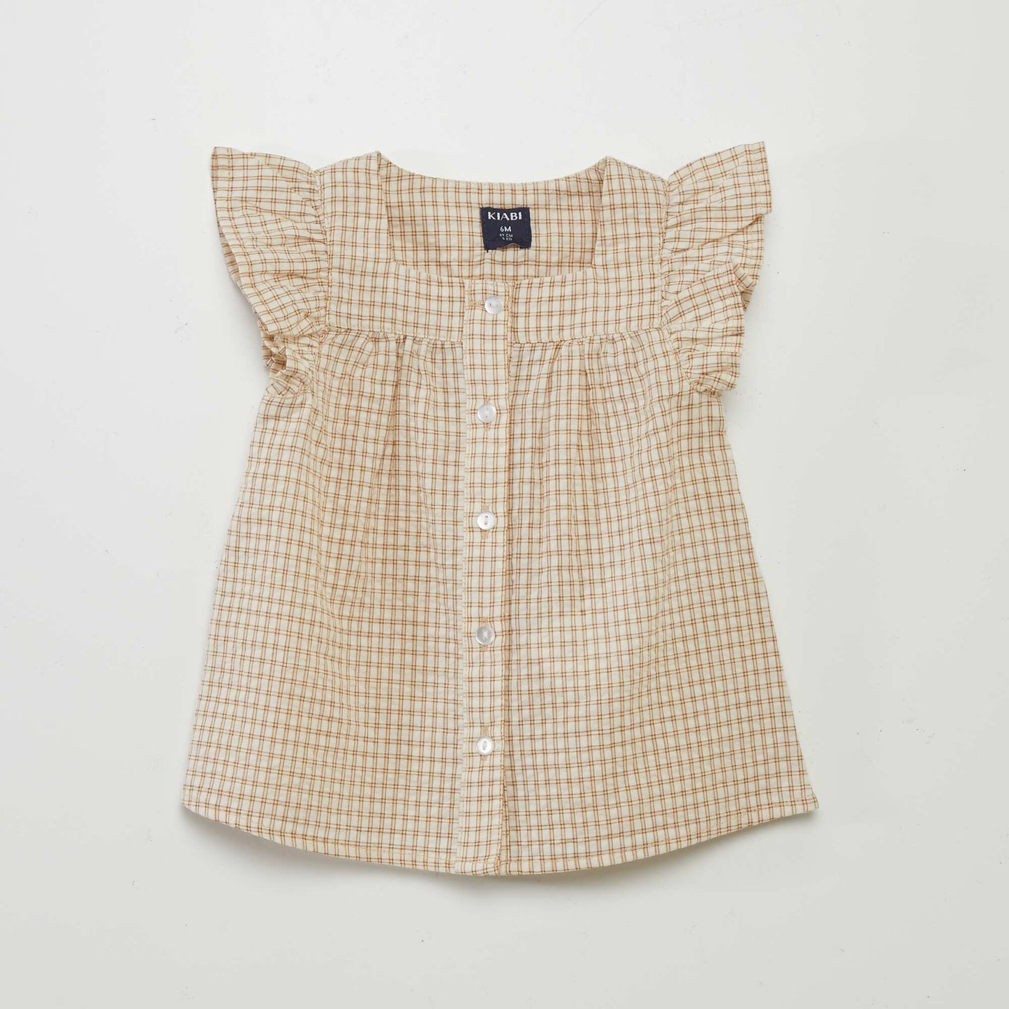 Gingham-style checked blouse BEIGE