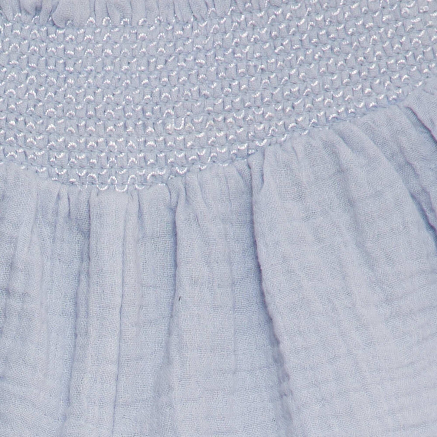 Cotton gauze shorts with smocked waist BLUE