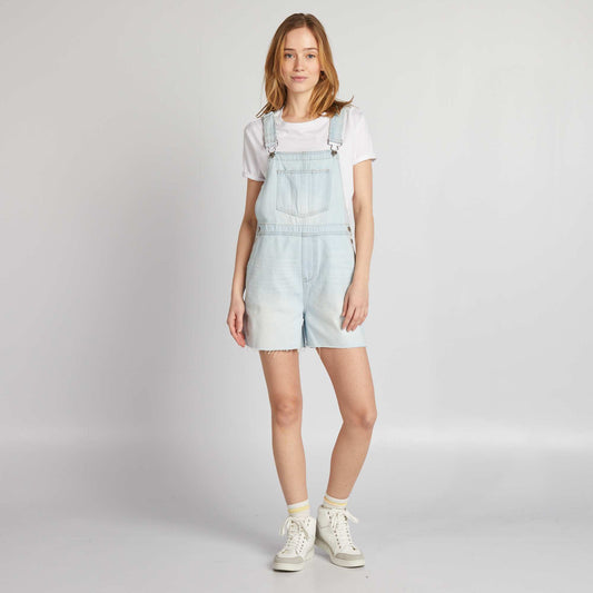 Short denim dungarees BLUE