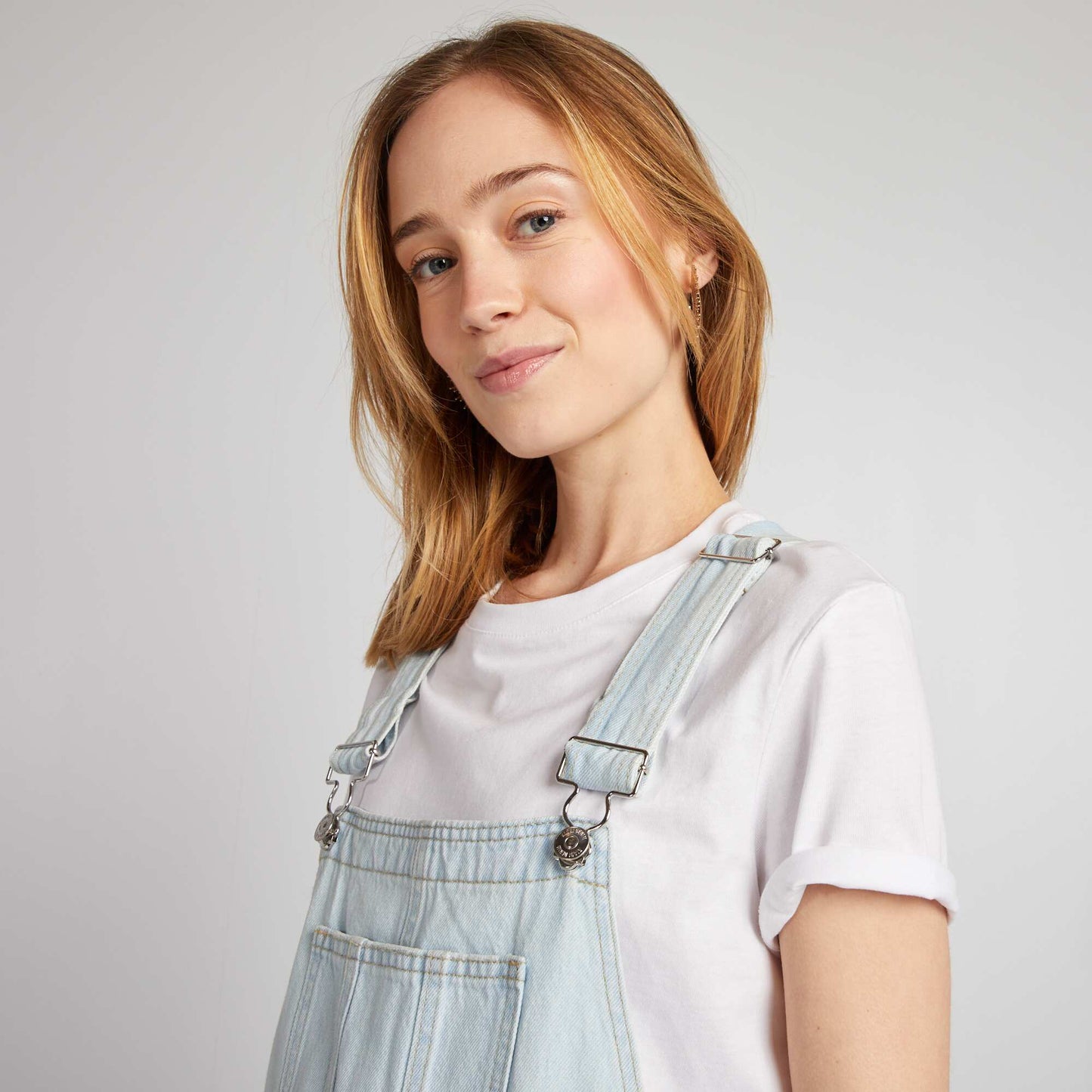 Short denim dungarees BLUE