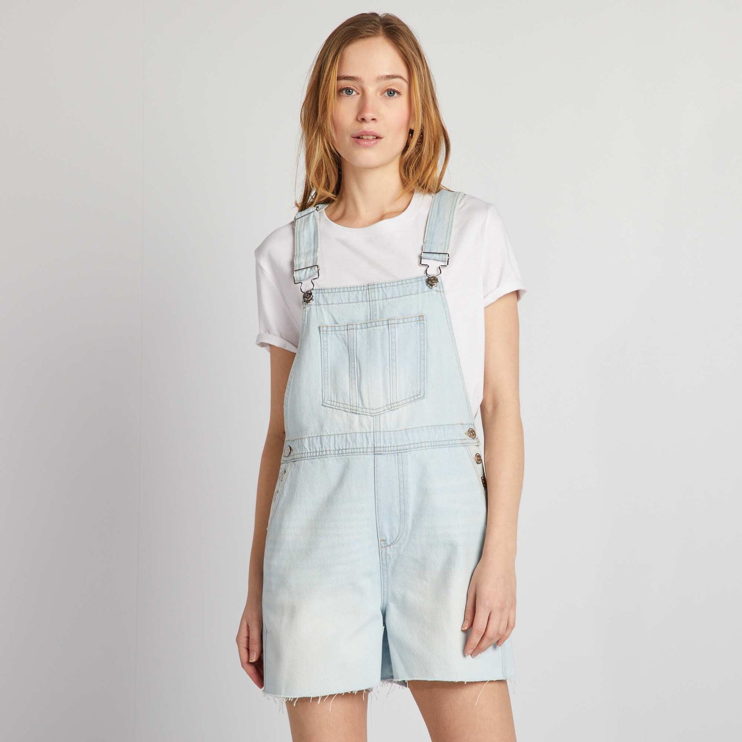 Short denim dungarees BLUE