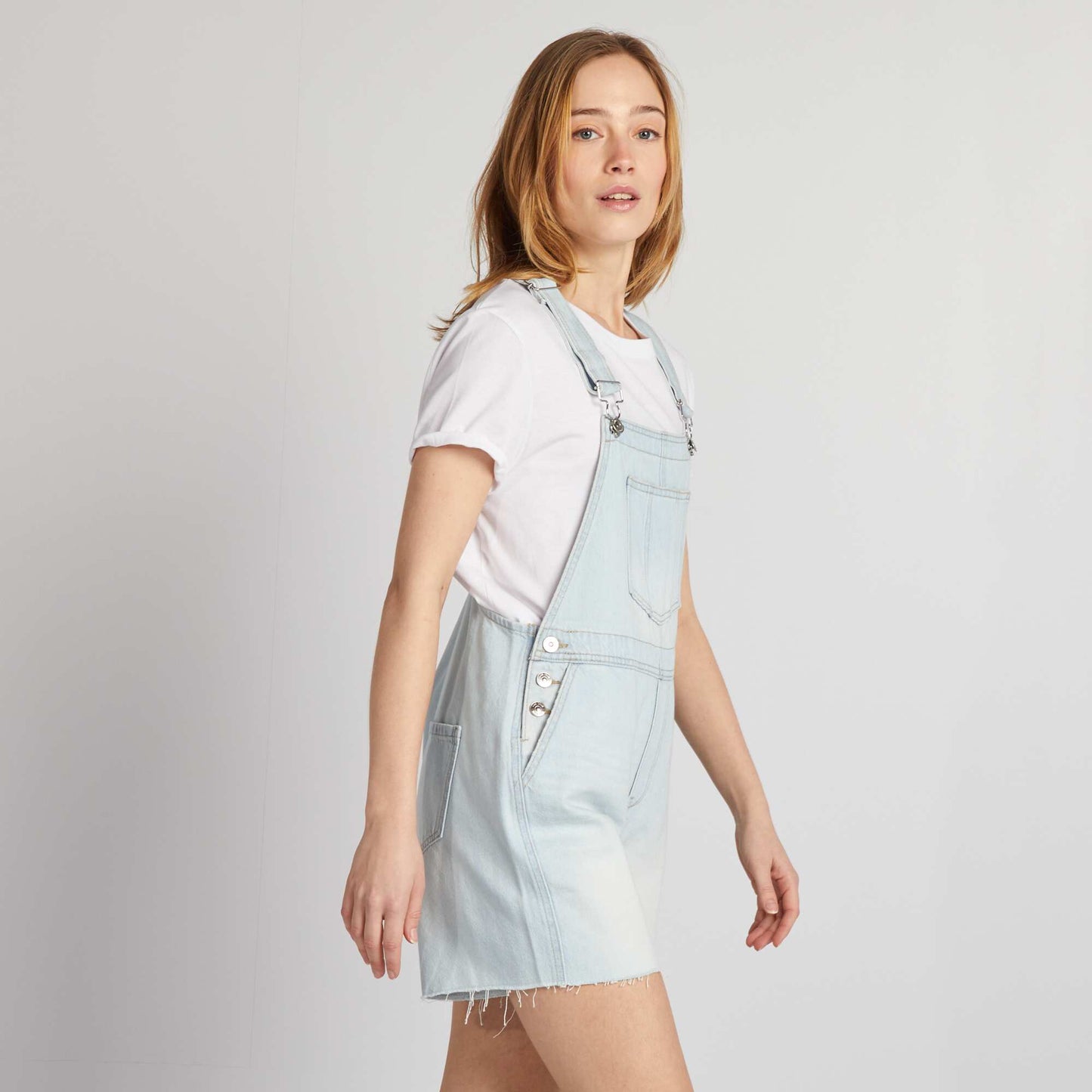 Short denim dungarees BLUE