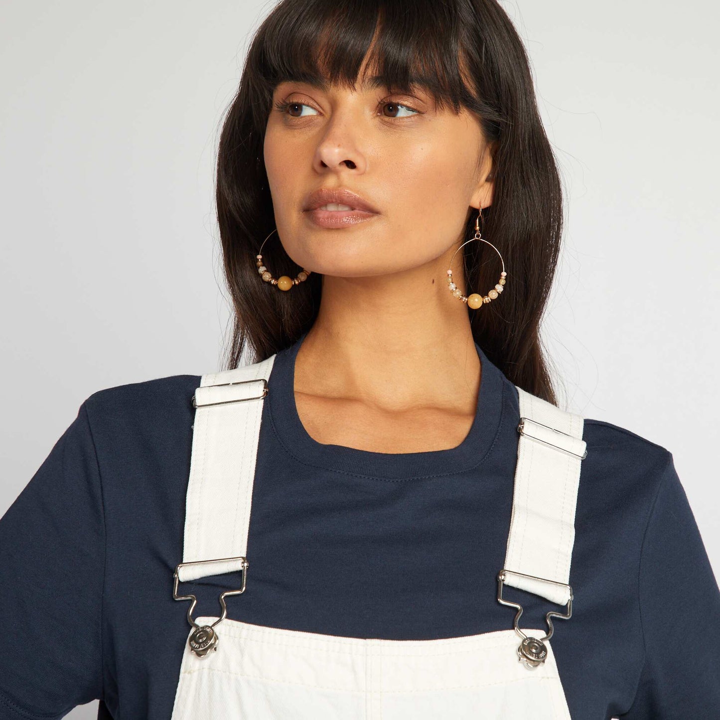 Short denim dungarees WHITE