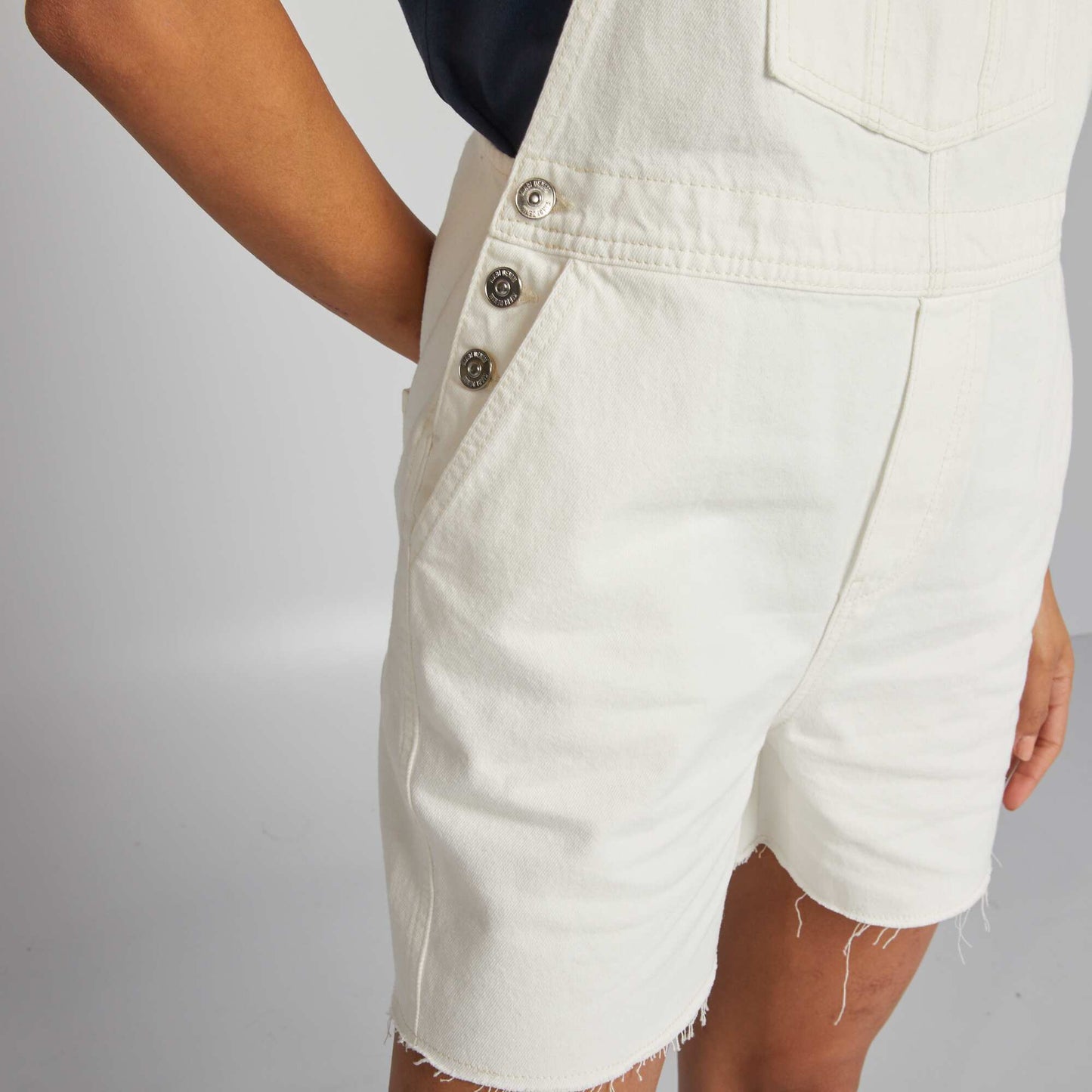 Short denim dungarees WHITE