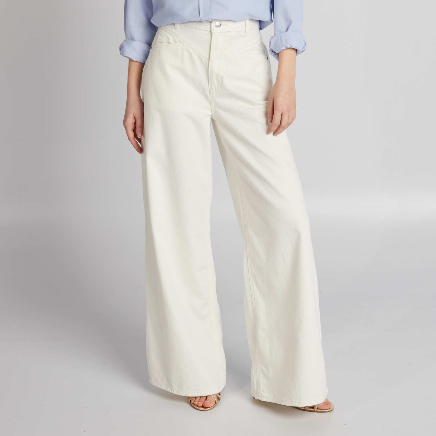 Faded wide-leg jeans WHITE