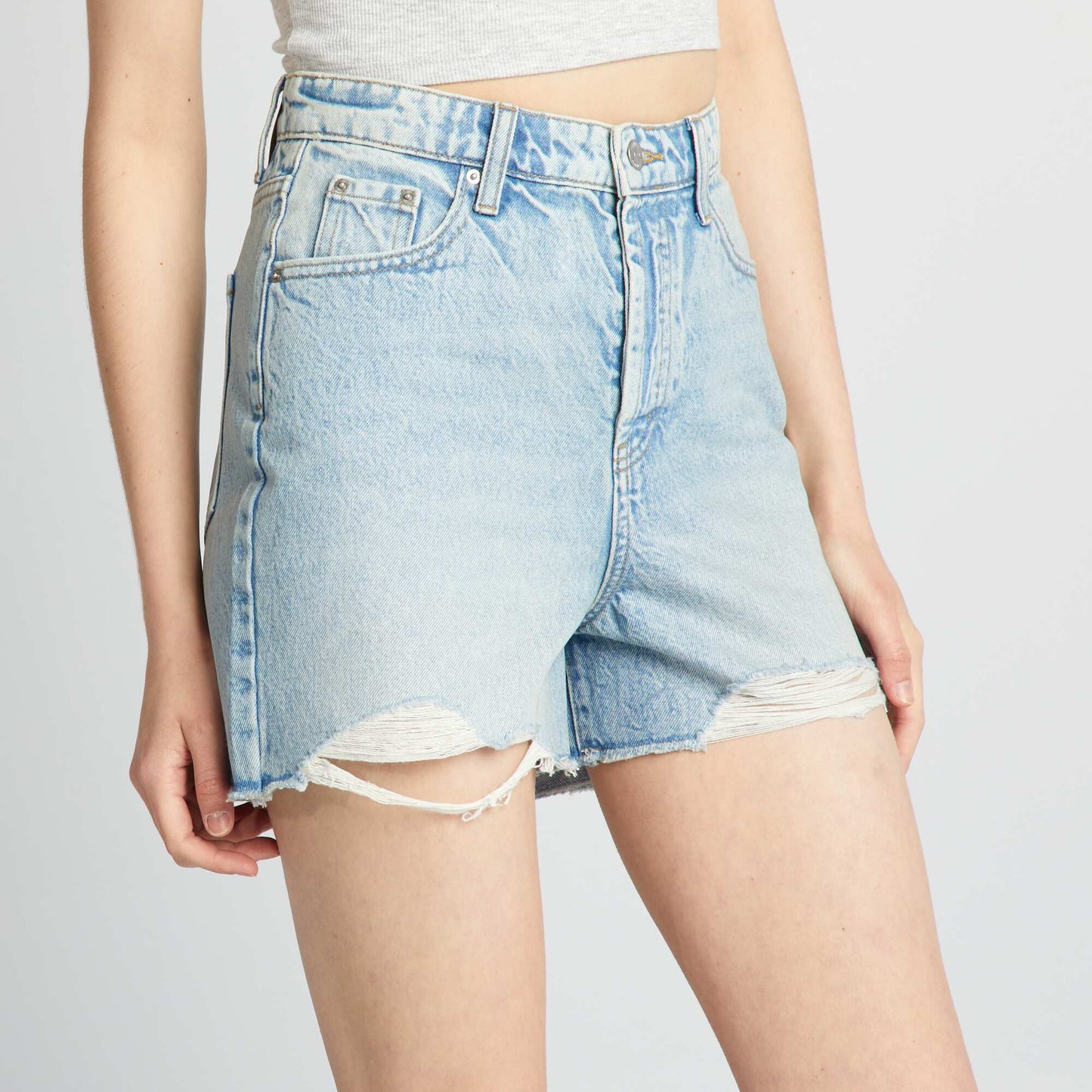 Distressed denim shorts BLUE