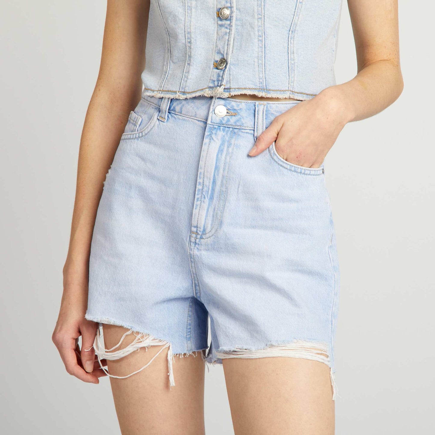 High-rise denim shorts BLUE