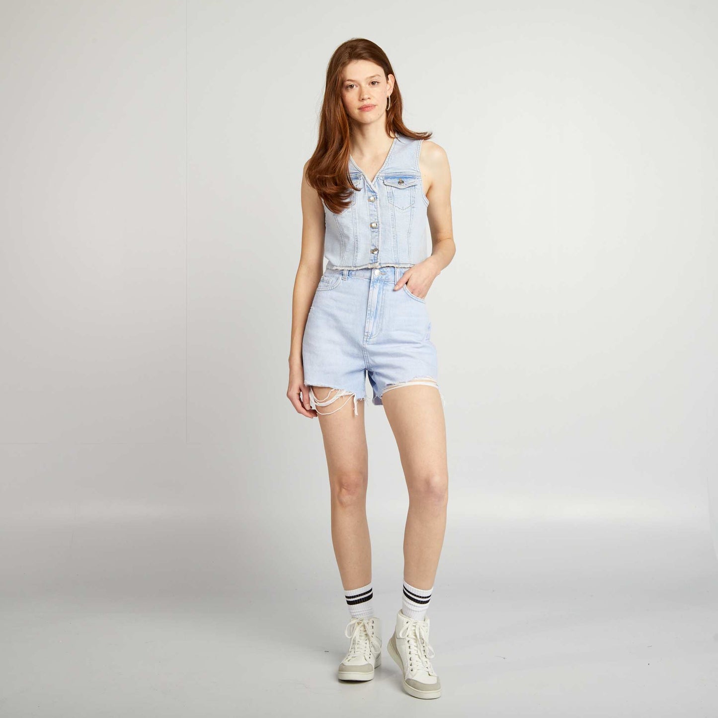 High-rise denim shorts BLUE