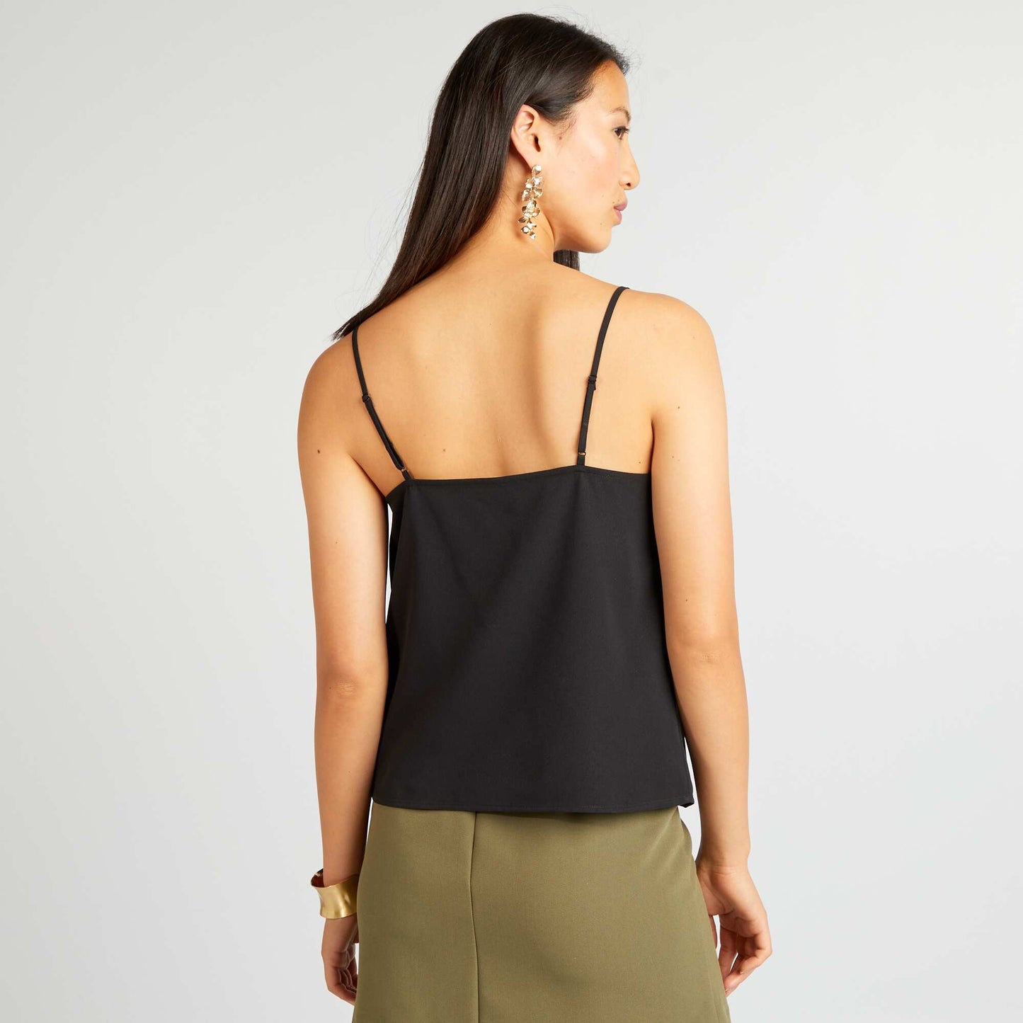 Vest top with lace detailing black