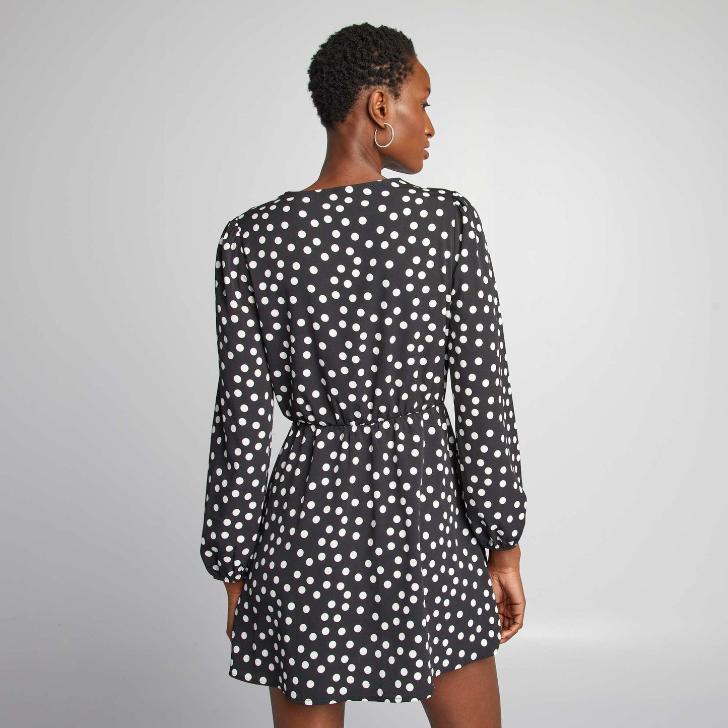 Printed wrap dress BLACK