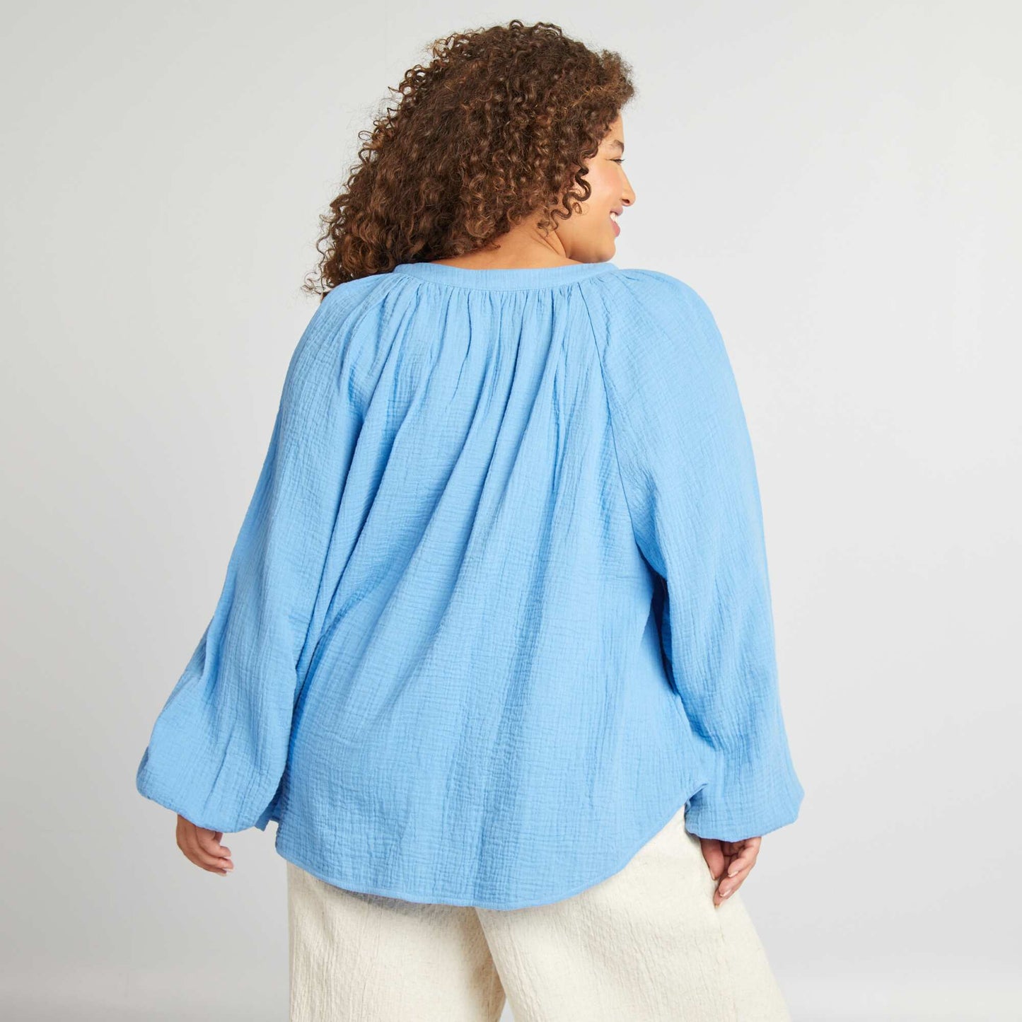 Cotton gauze blouse BLUE