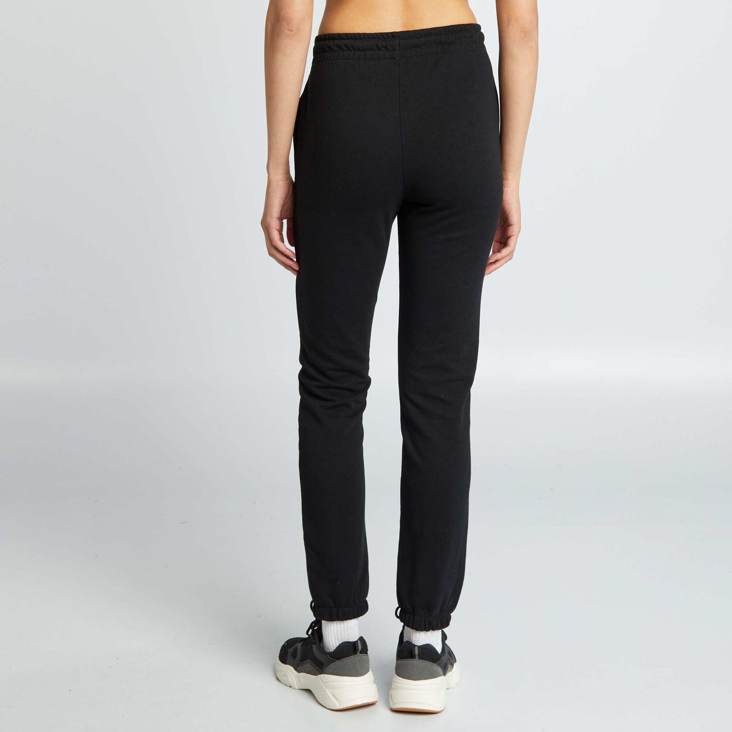 Plain fine sweatshirt fabric joggers black