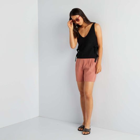 Wide-leg twill shorts PINK