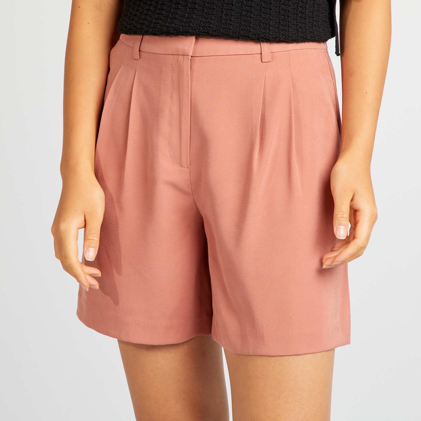 Wide-leg twill shorts PINK