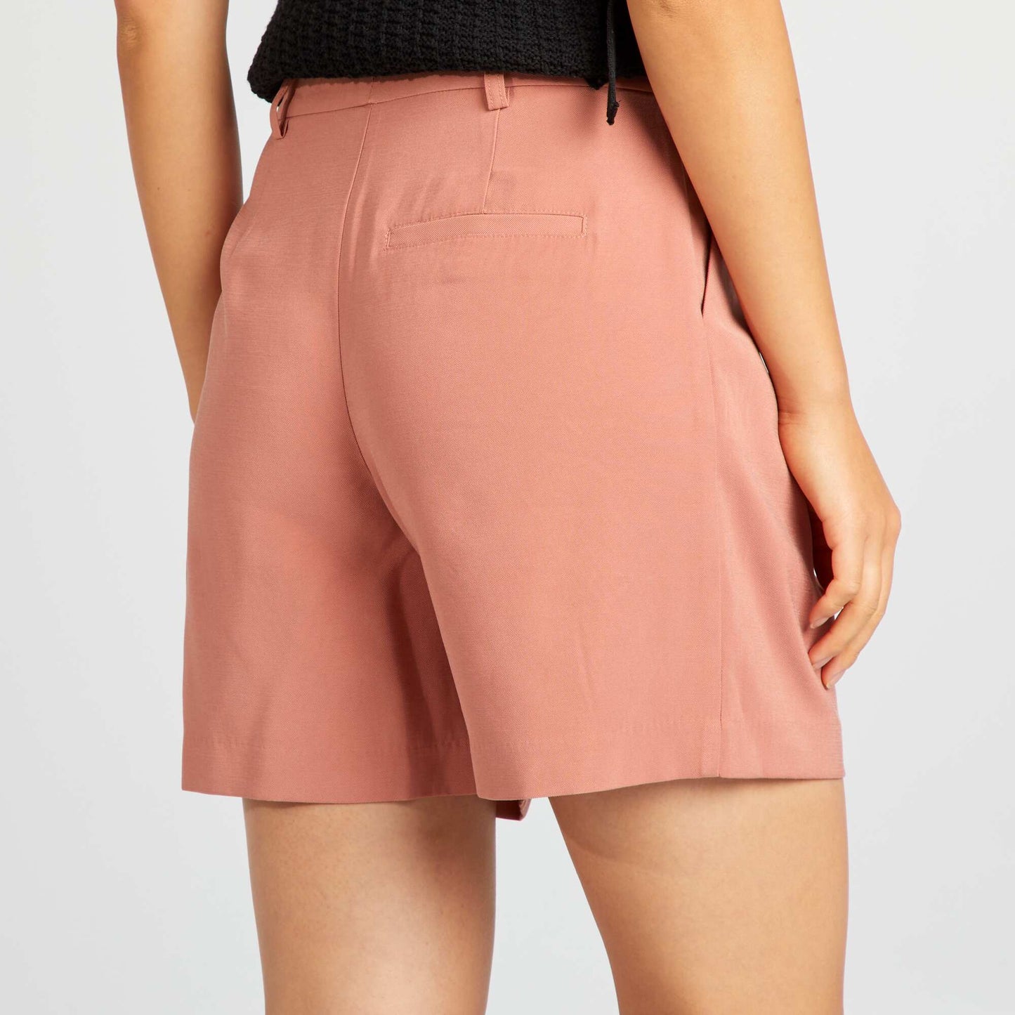 Wide-leg twill shorts PINK