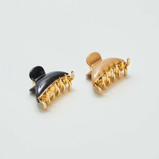 Pack of 2 gold-coloured claw hair clips BLACK