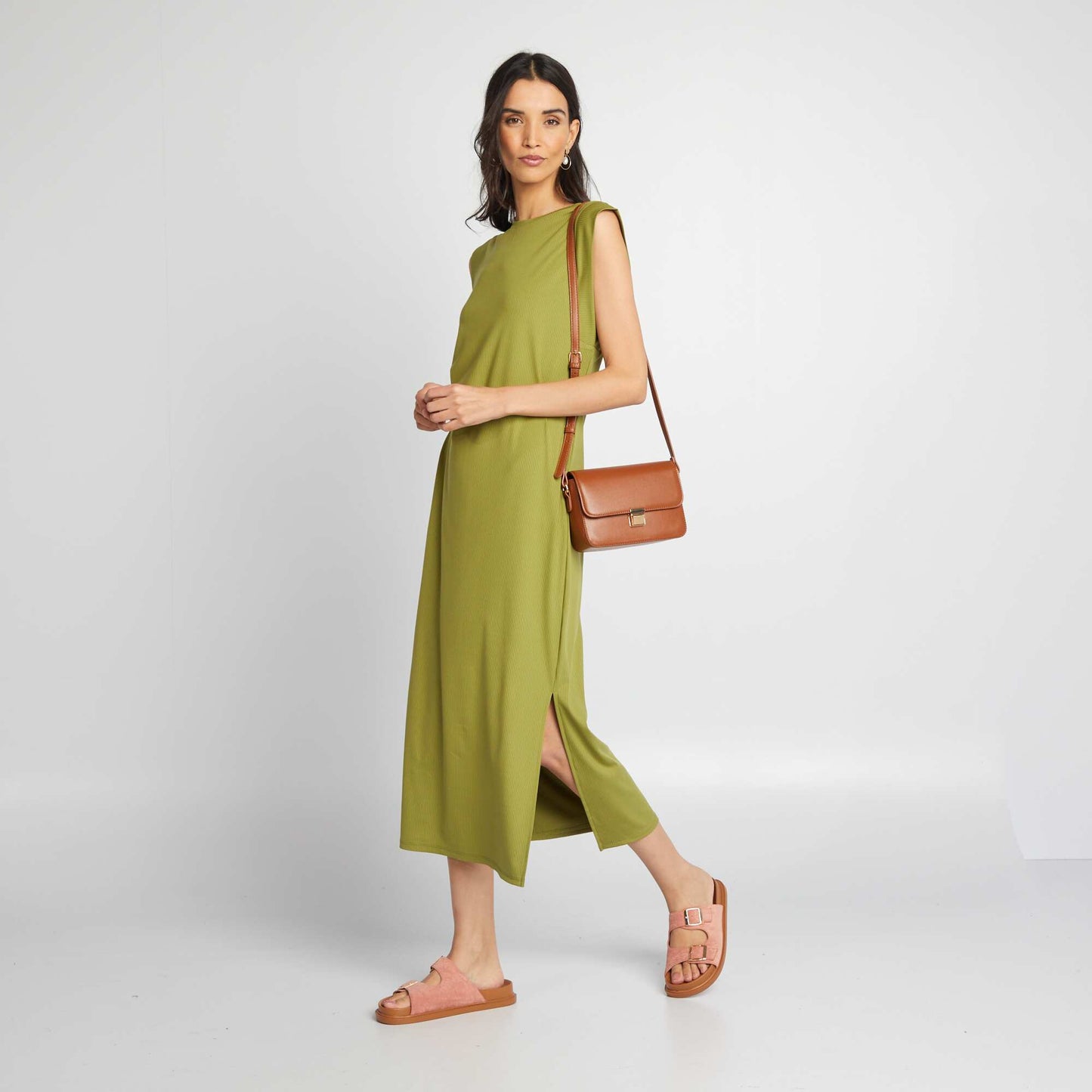 Midi T-shirt dress GREEN