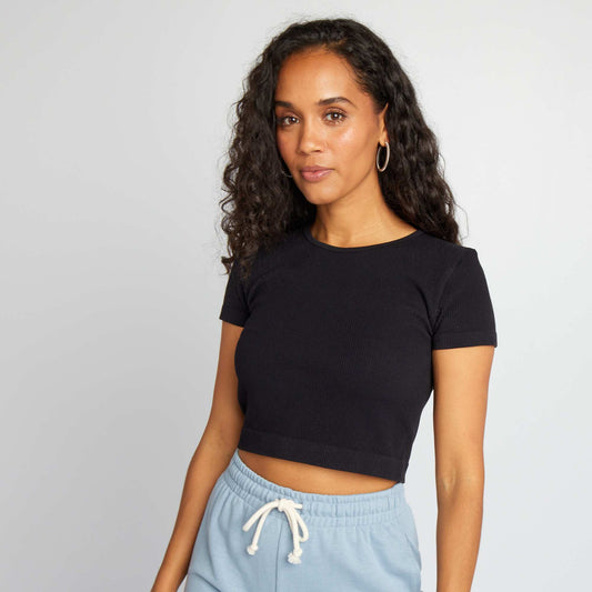 Seamless sports crop top black