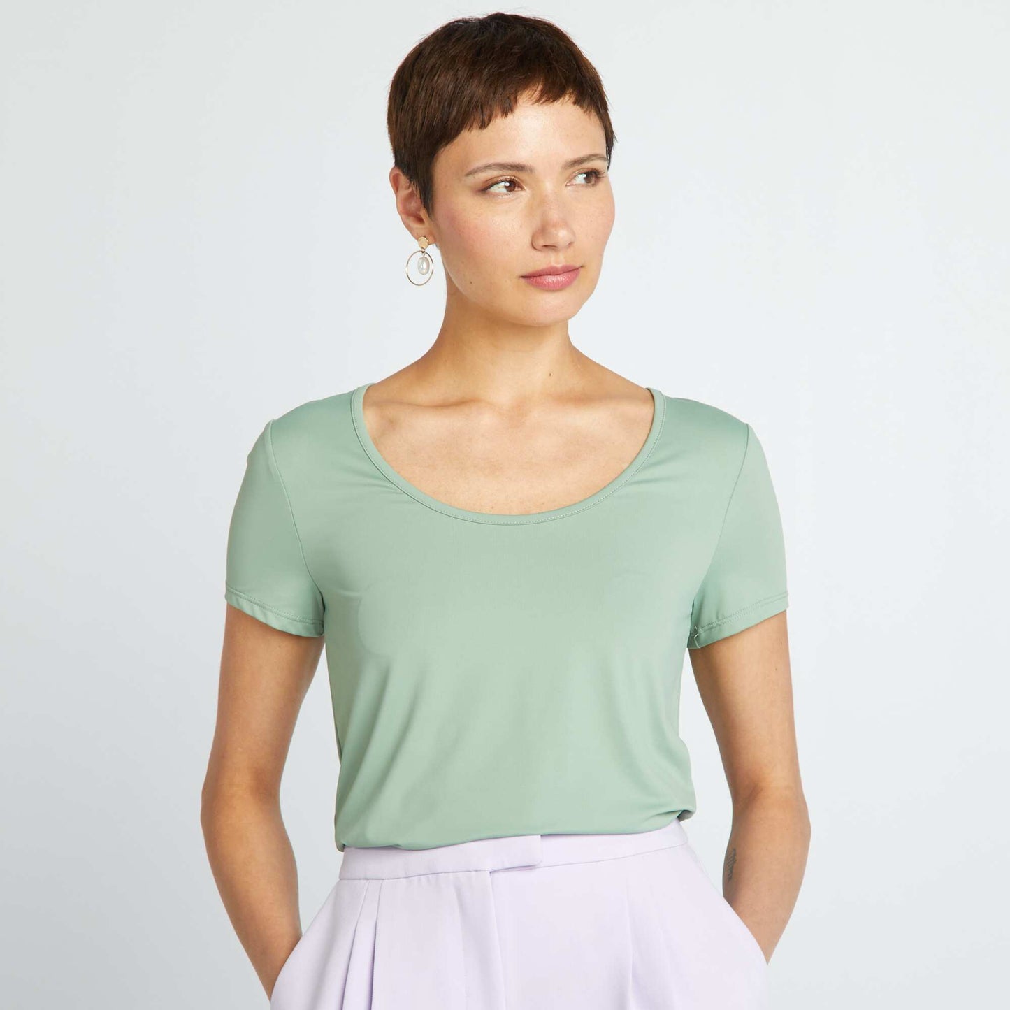 Short-sleeved microfibre T-shirt GREEN