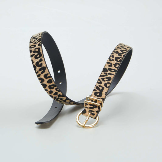 Imitation leopardskin belt BROWN