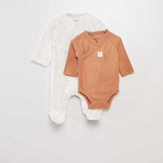 Sleepsuit + bodysuit - 2-piece set WHITE