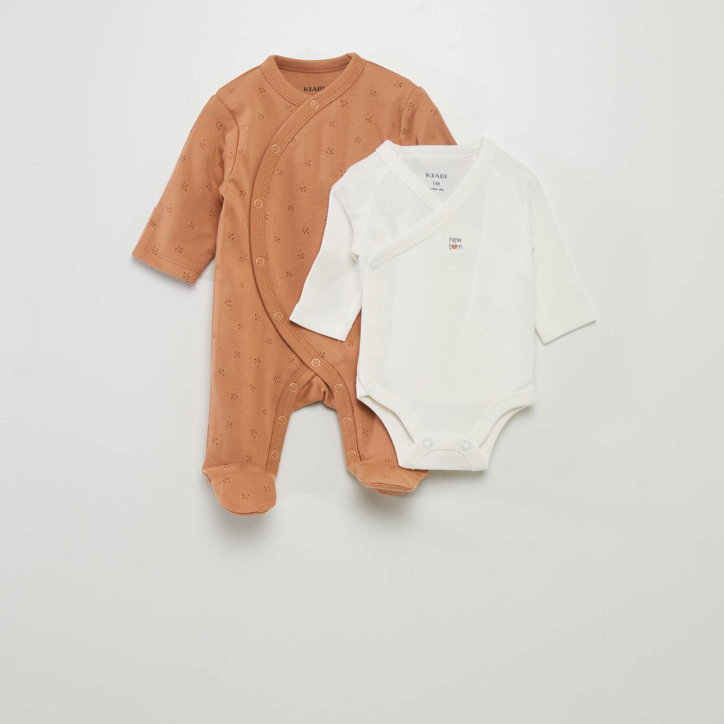 Sleepsuit + bodysuit - 2-piece set BROWN