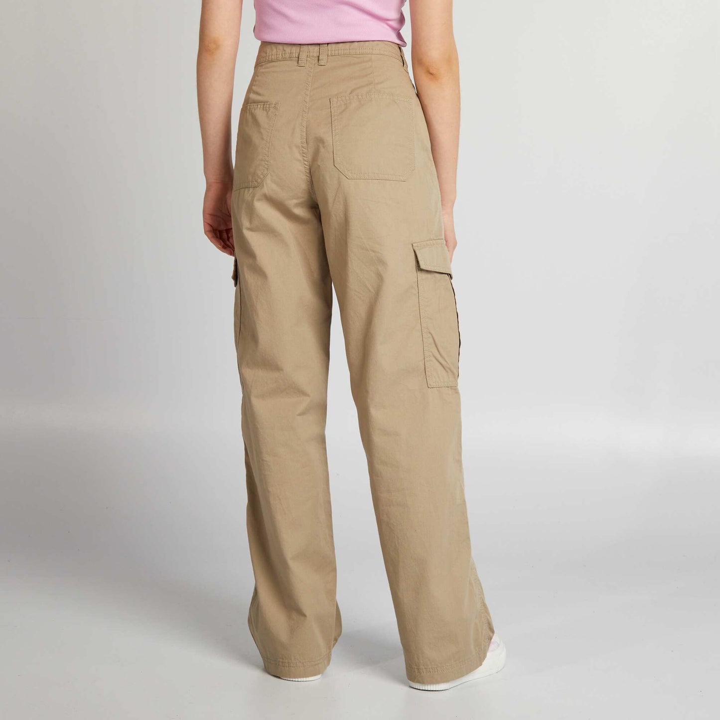 Wide-leg trousers with flap pockets BEIGE