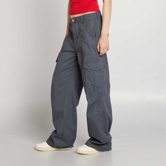 Wide-leg trousers with flap pockets GREY