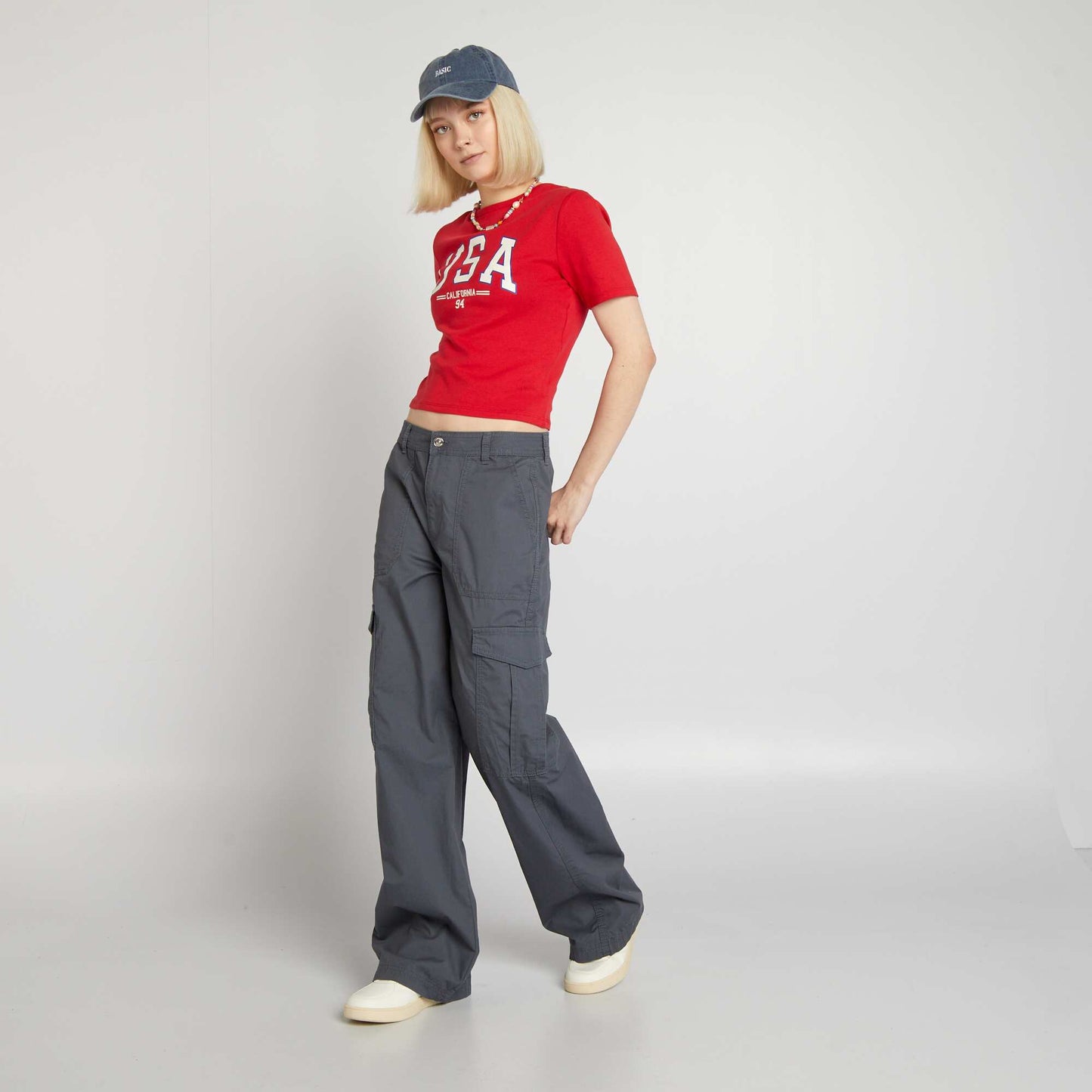 Wide-leg trousers with flap pockets GREY