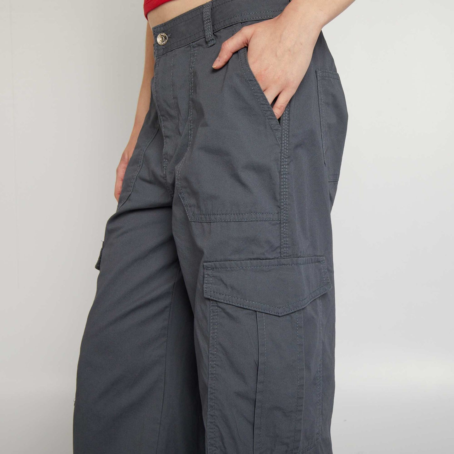 Wide-leg trousers with flap pockets GREY