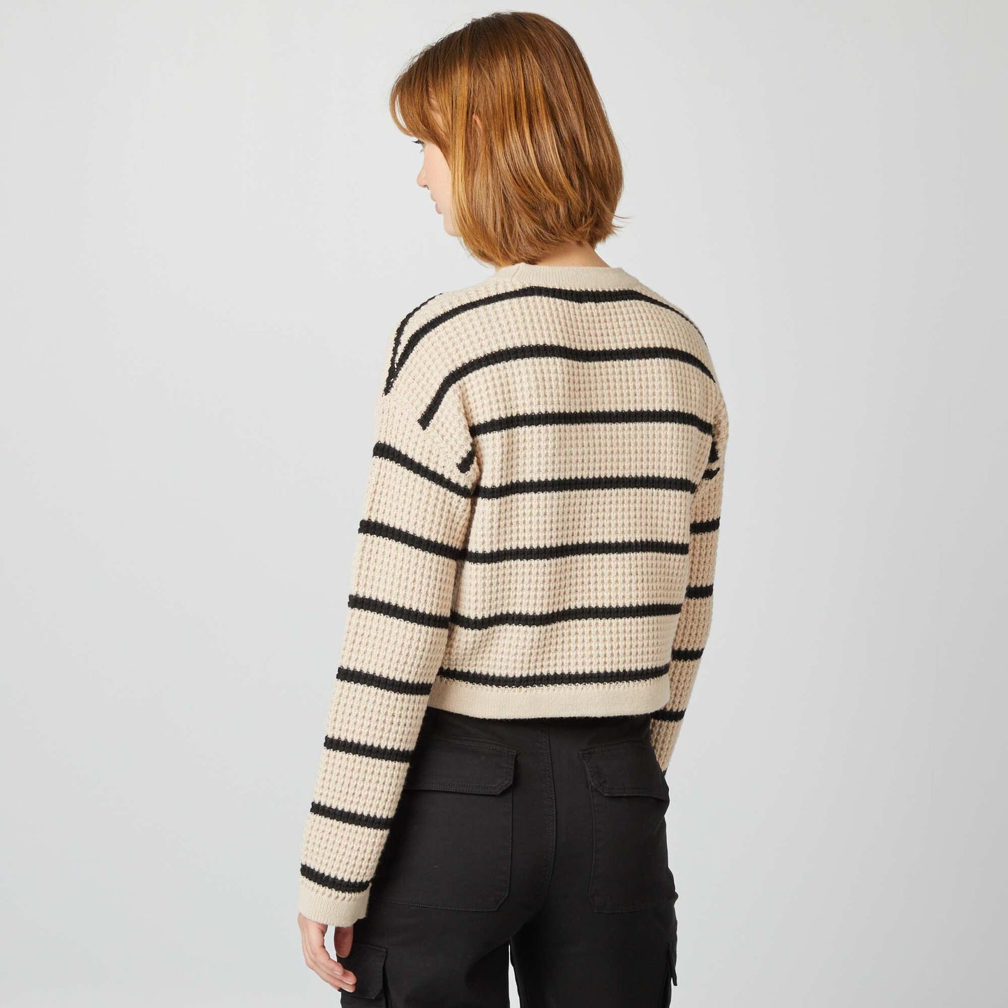 Stylish knit cropped jumper BEIGE