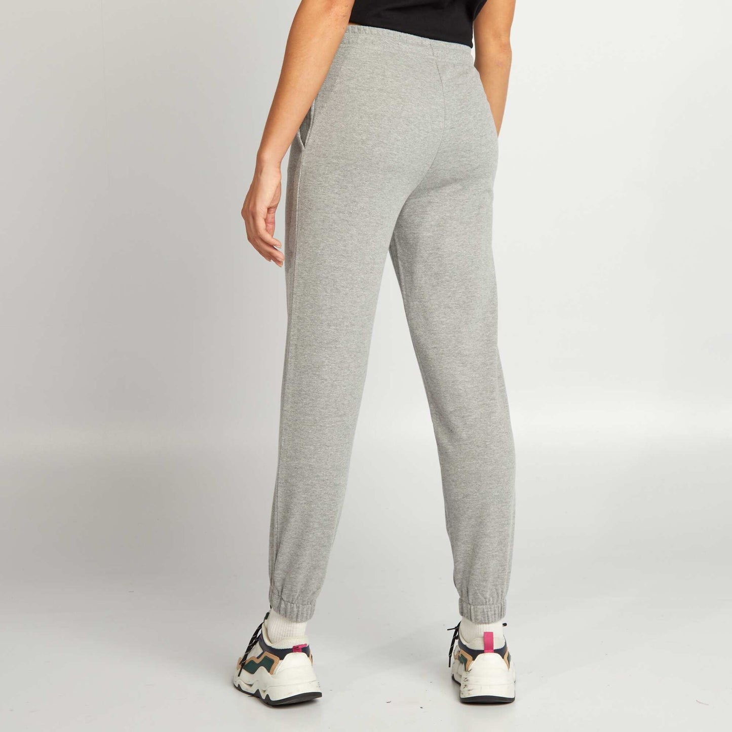 Plain fine sweatshirt fabric joggers GREY