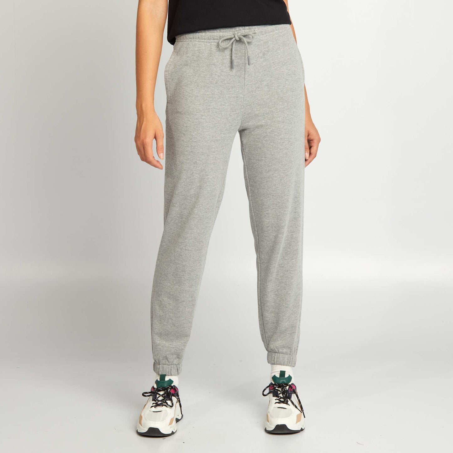 Plain fine sweatshirt fabric joggers GREY