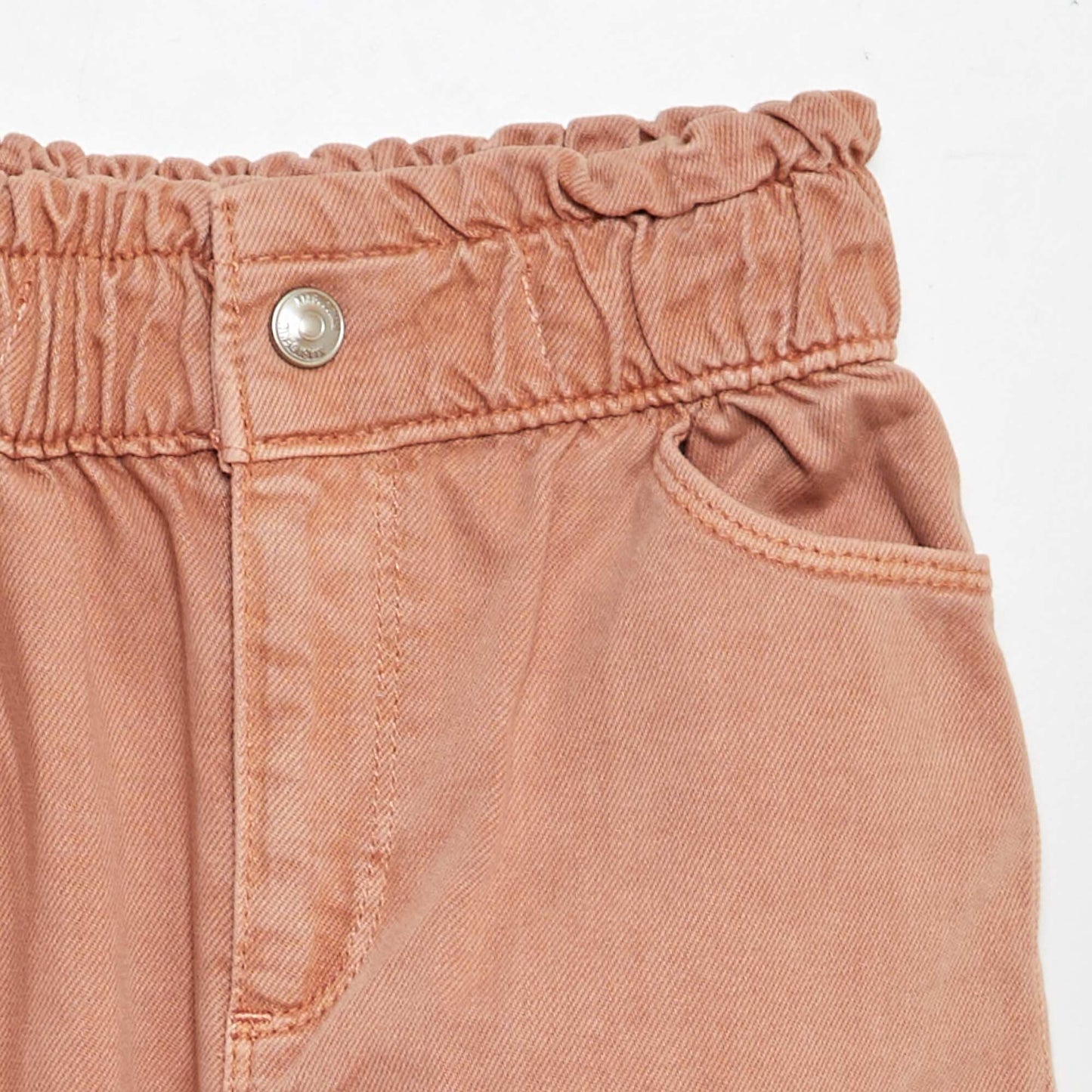 Twill trousers with ruffled waistband PINK