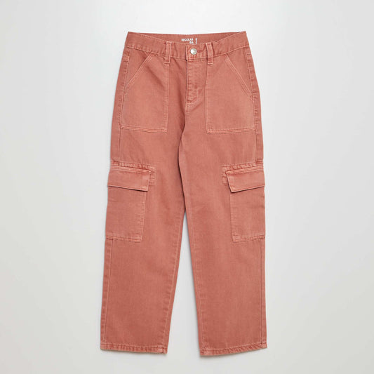 Multi-pocket denim trousers PINK