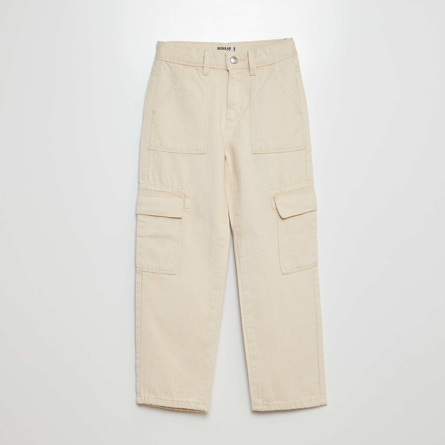 Multi-pocket denim trousers WHITE