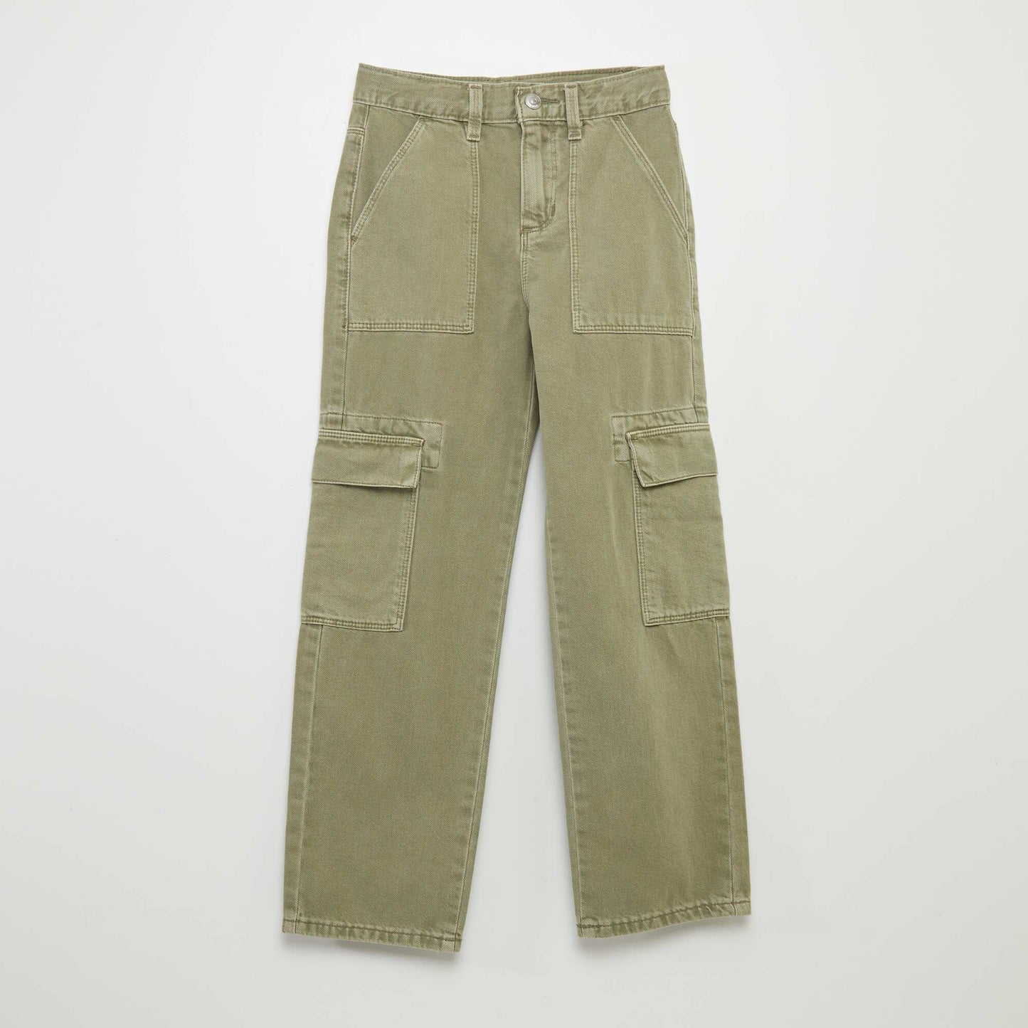 Multi-pocket denim trousers GREEN