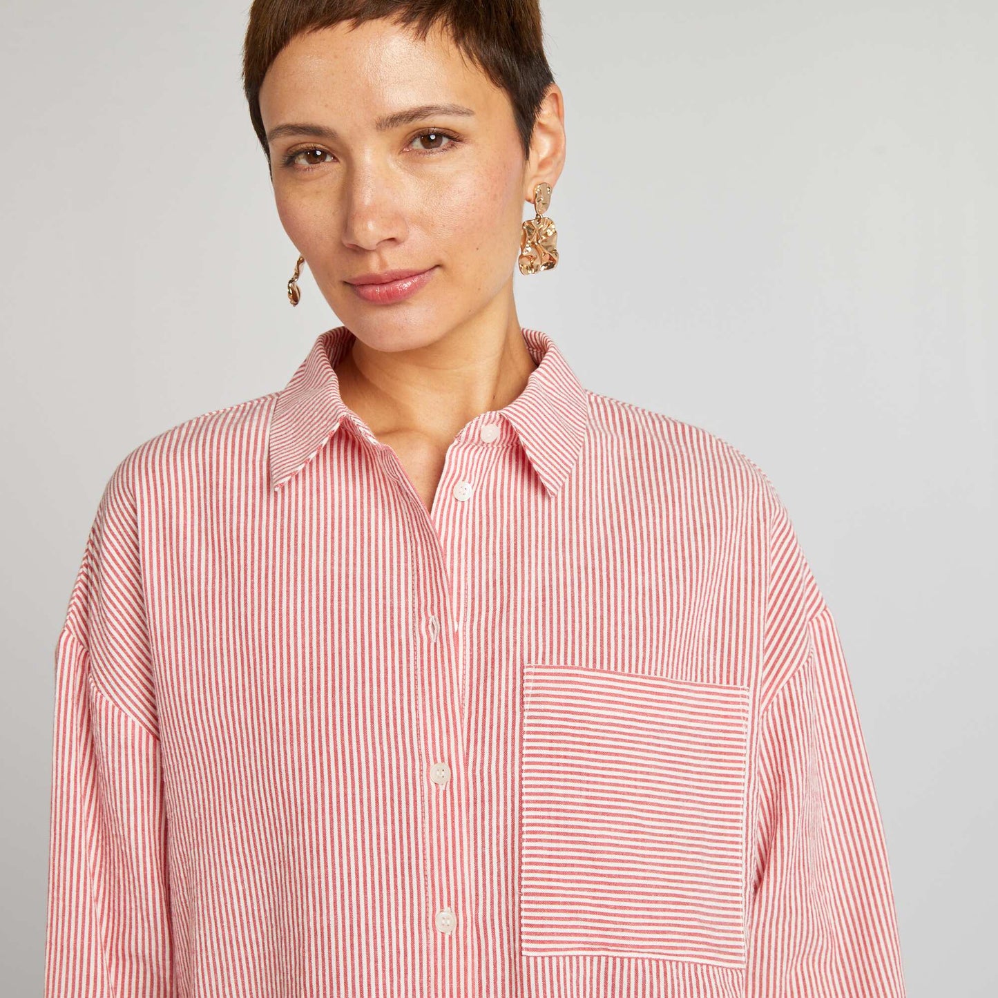 Long-sleeved striped shirt WHITE