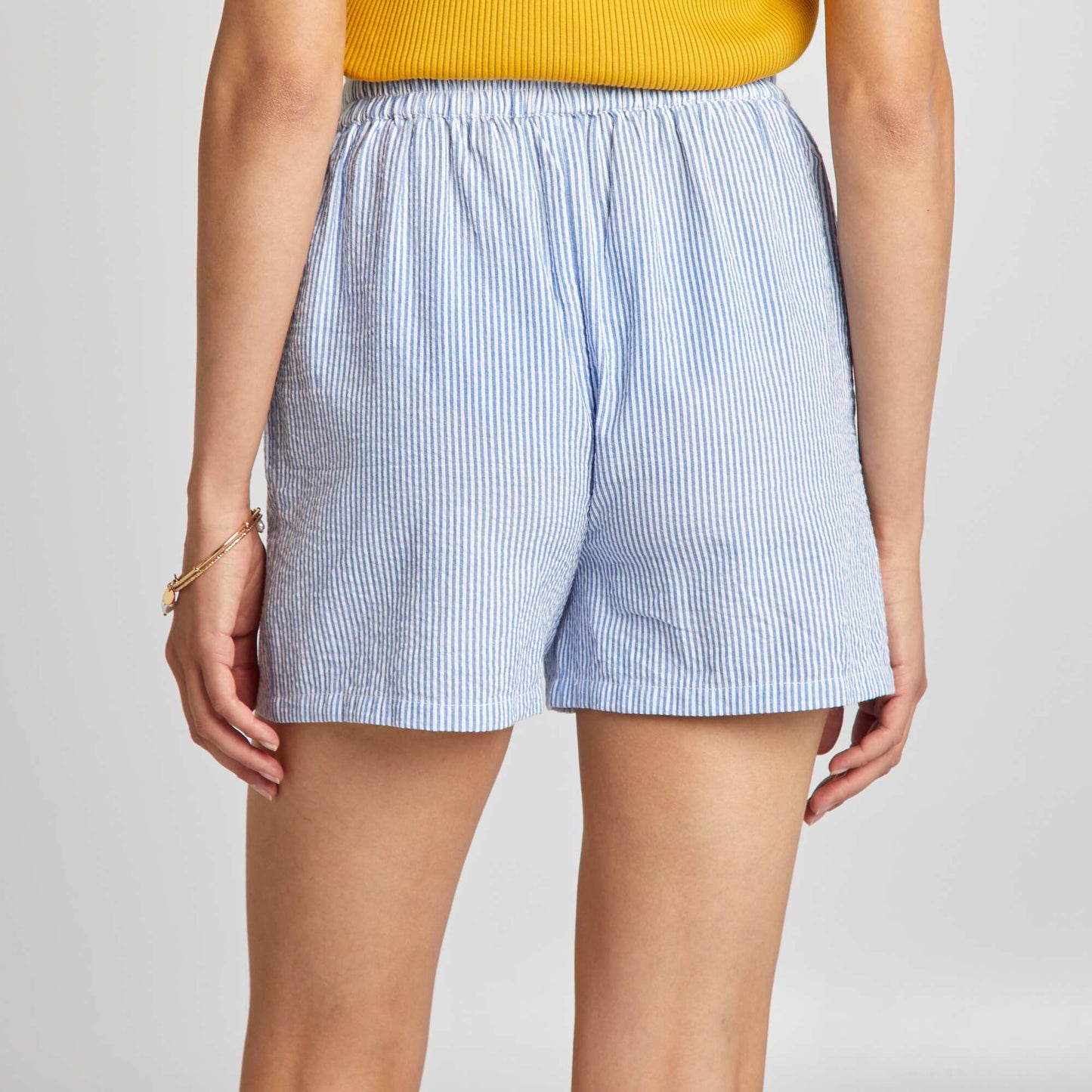 Striped cotton shorts BLUE