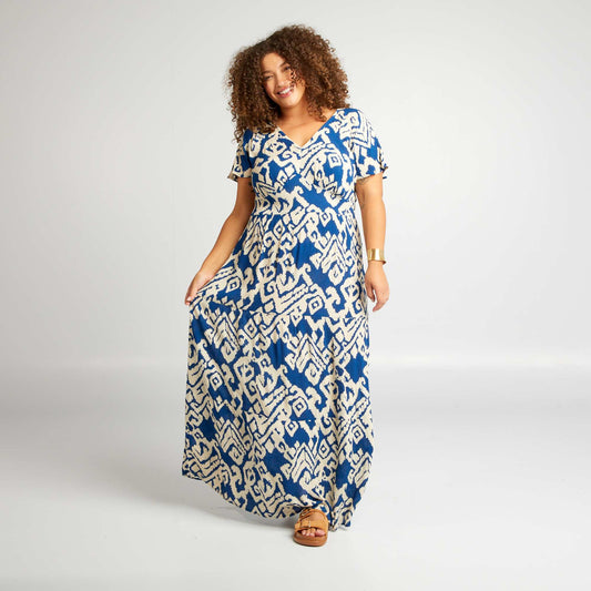 V-neck maxi dress BLUE