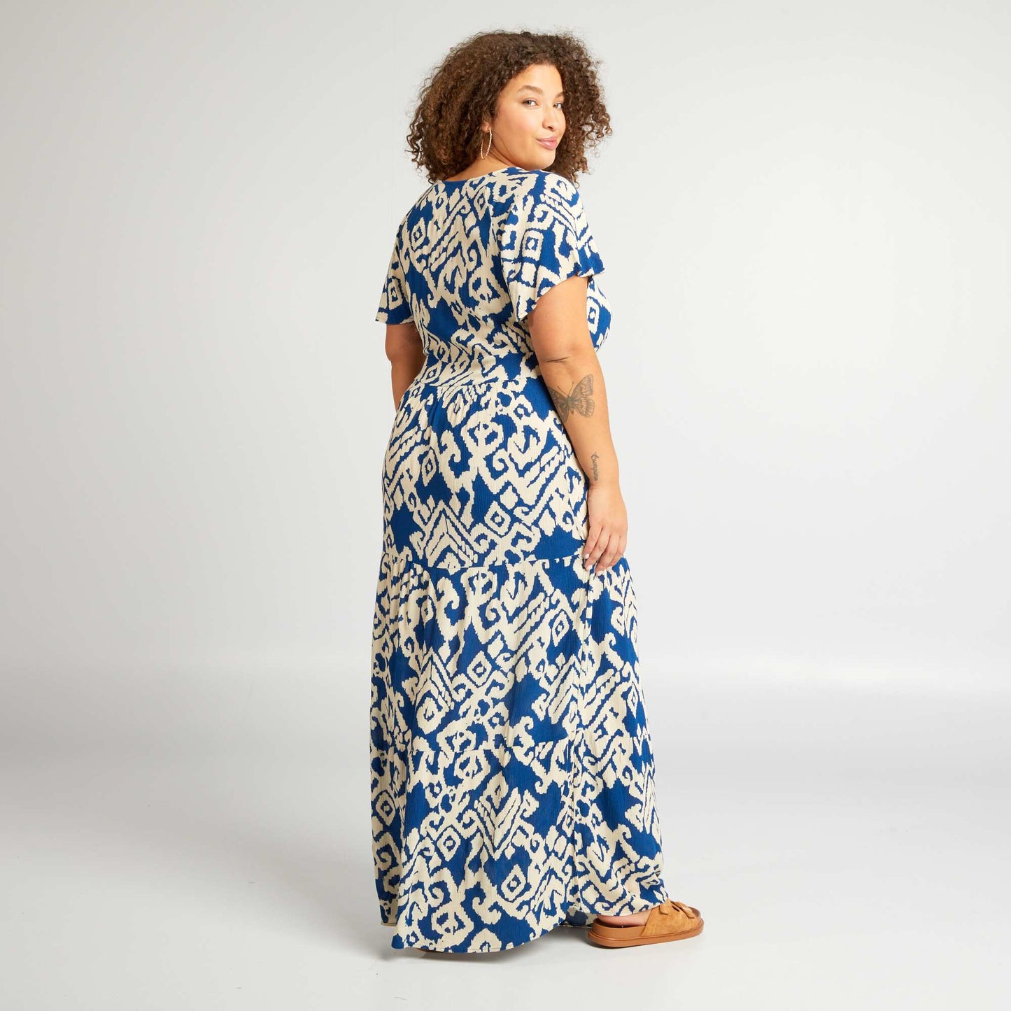 V-neck maxi dress BLUE