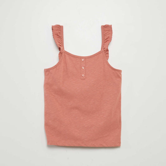 Vest top with ruffled straps PINK