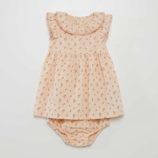 Waffle-knit dress with bloomers PINK